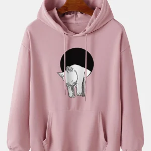 Áo hoodie dây rút túi họa tiết hình mèo Kangaroo dành cho nam