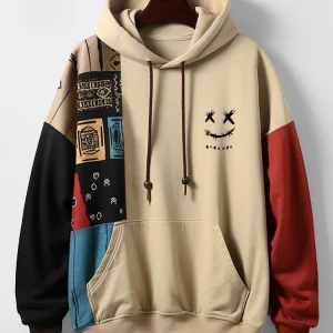 Áo hoodie có túi Kangaroo in hình nụ cười dân tộc