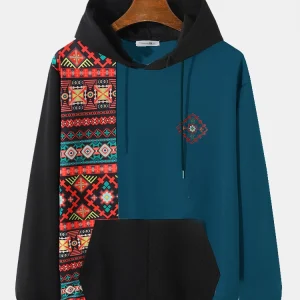 Áo hoodie dài tay có túi họa tiết dân tộc Kangaroo