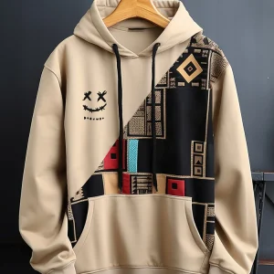 Áo hoodie dây rút in họa tiết hình học dân tộc Smile