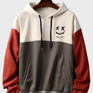 Áo hoodie dây rút in hình mặt cười cho nam