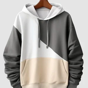 Áo hoodie chắp vá khối màu không đều Kangaroo cho nam