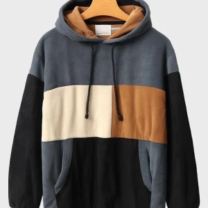 Áo hoodie dây rút dạng khối màu chắp vá cho nam